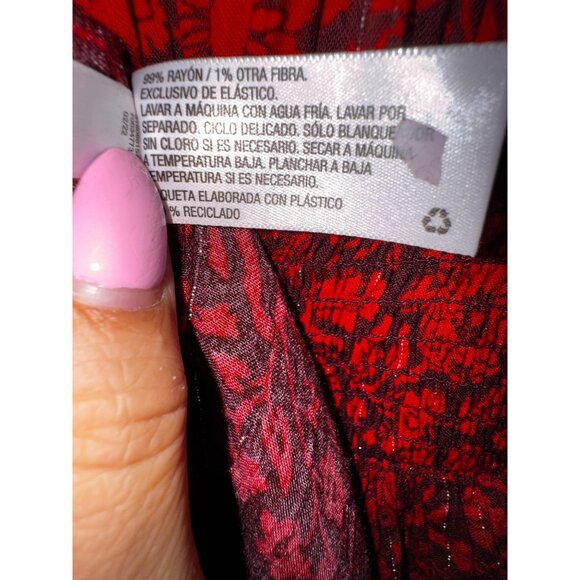 Floral Print Boho Blouse Plus Size XXL Red Black Western Boho Sexy Peplum Top - Picture 8 of 8